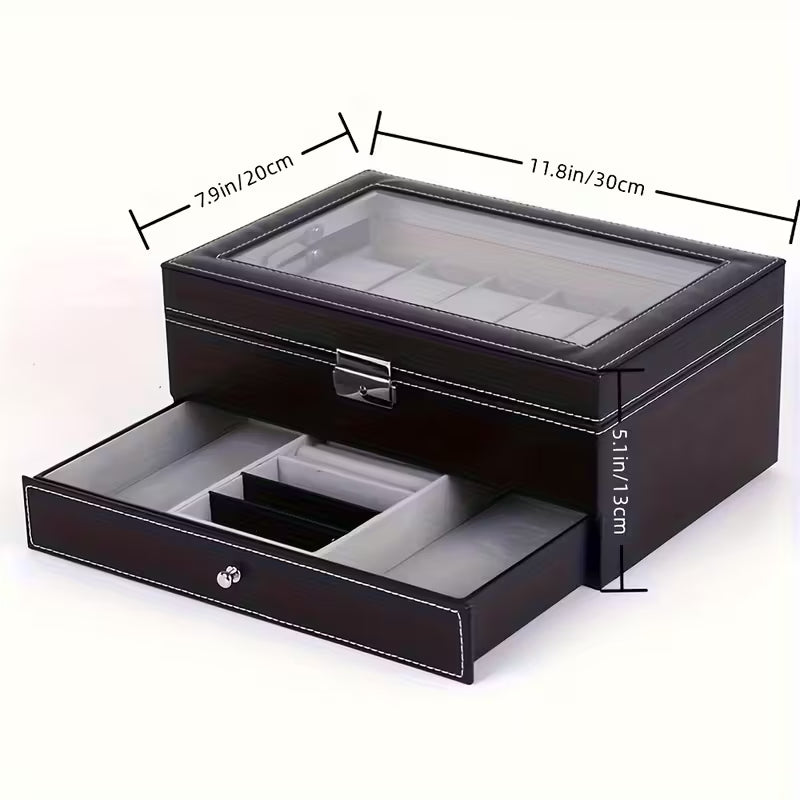 [USA] Brown 2-Tier Watch & Jewelry Box