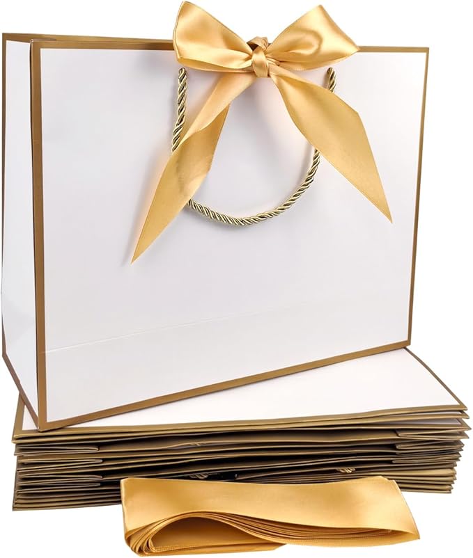 [USA] Elegant Gift Bag w/ Ribbon + Gold Tissue Paper + Gift Tag
