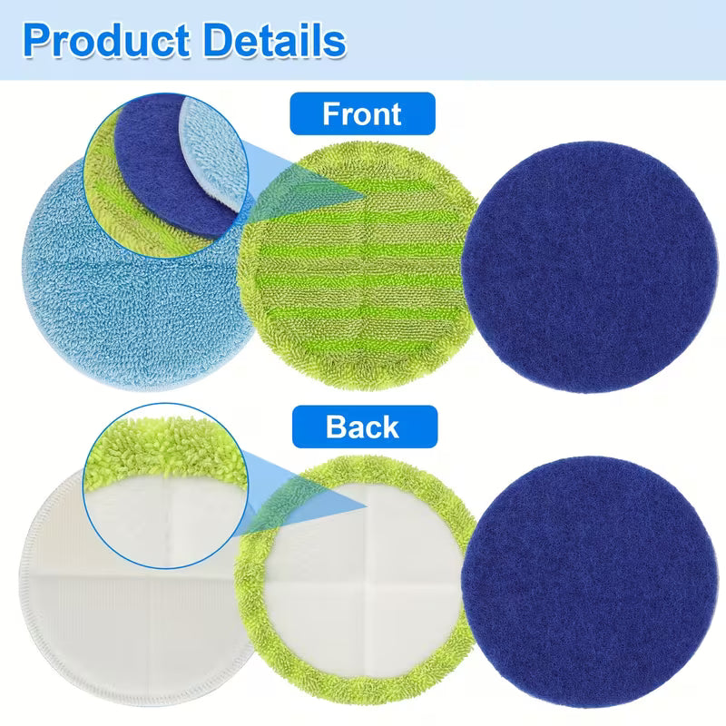 6 Pc Washable Steam Mop Pads [Blue & Green]